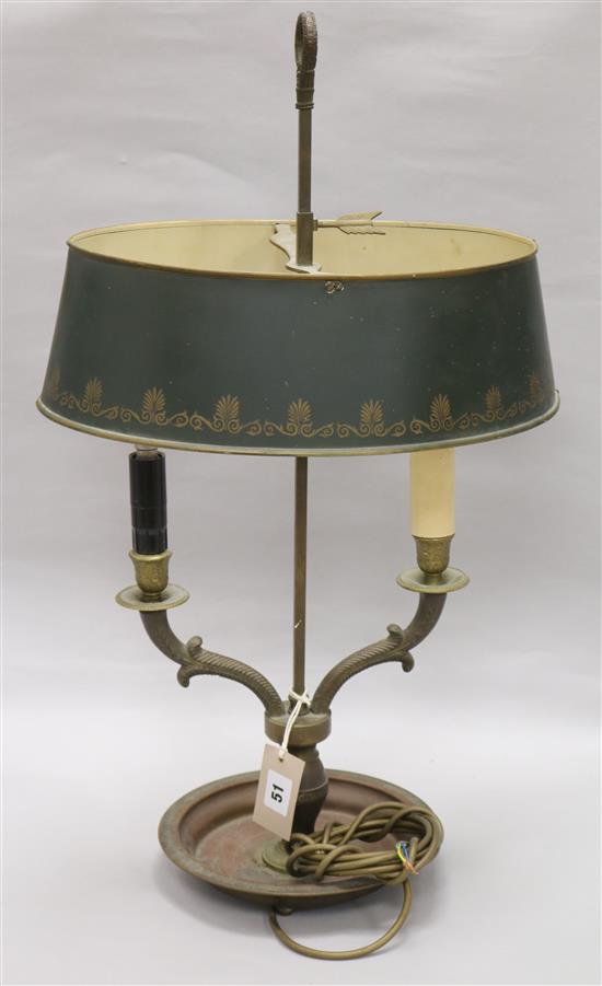 A Tolware desk lamp H.62cm x W.36cm